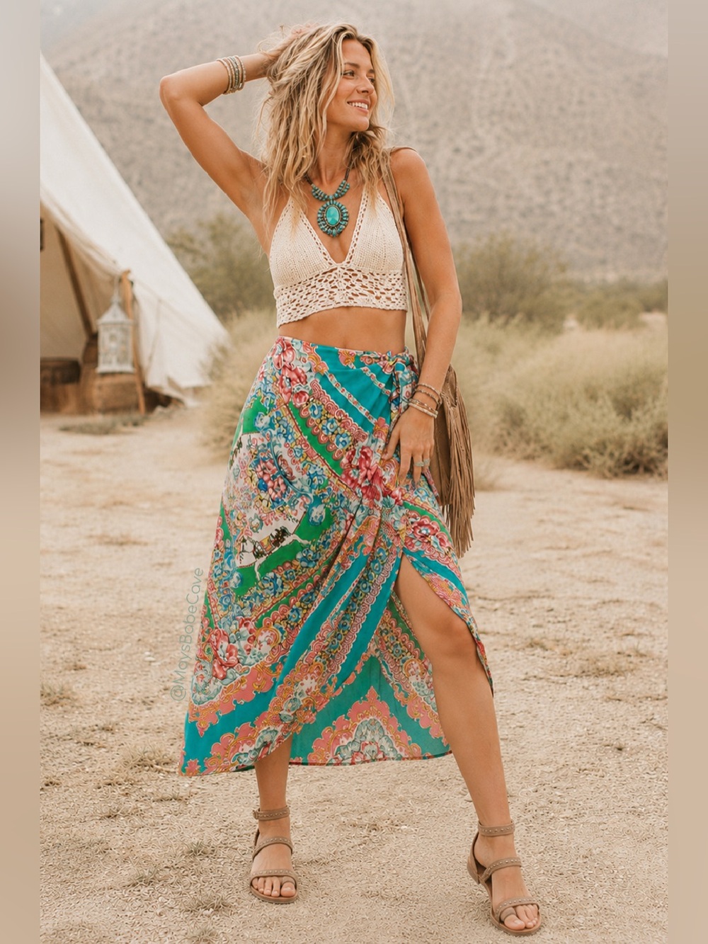 Anthropologie Maeve Blue Paisley Printed Silk Wrap Waist Tie Midi Skirt